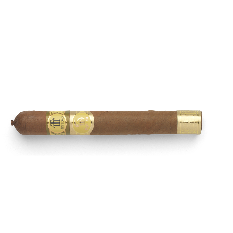 Cigar with gold band on a white background