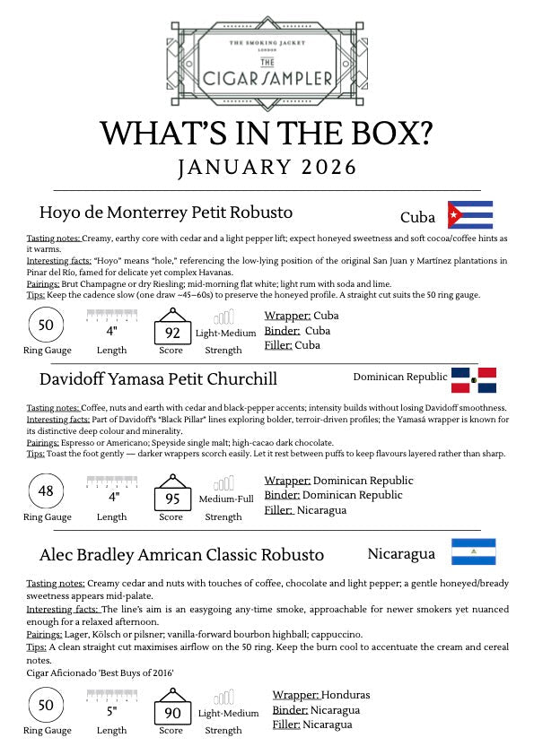 Cigar Sampler of the Month | January 2026 - Cigars - The Smoking Jacket