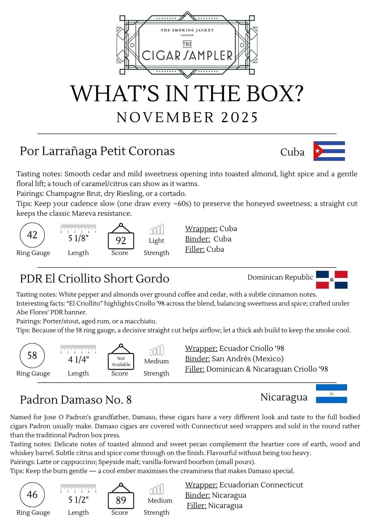 Cigar Sampler of the Month | November 2025 - Cigars - The Smoking Jacket