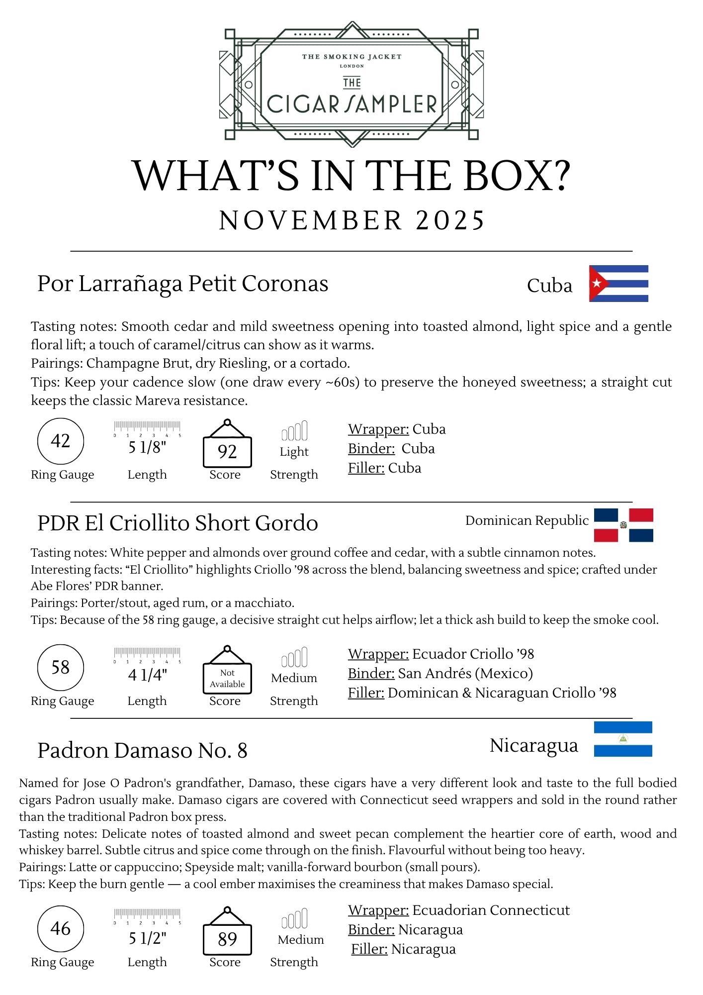 Cigar Sampler of the Month | November 2025 - Cigars - The Smoking Jacket