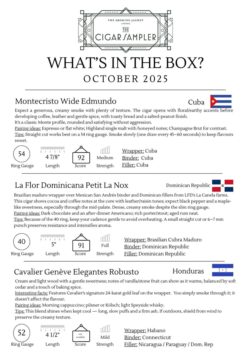 Cigar Sampler of the Month | October 2025 - Cigars - The Smoking Jacket