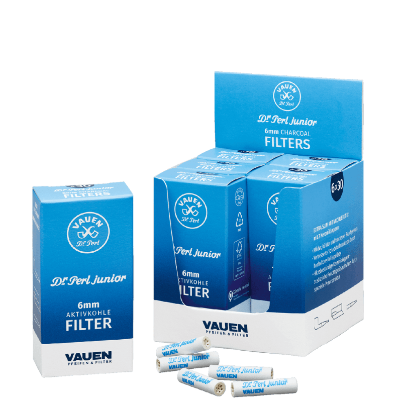 DR. PERL JUNIOR ACTIVATED CHARCOAL FILTERS 6MM - Smoking Filters - The Smoking Jacket
